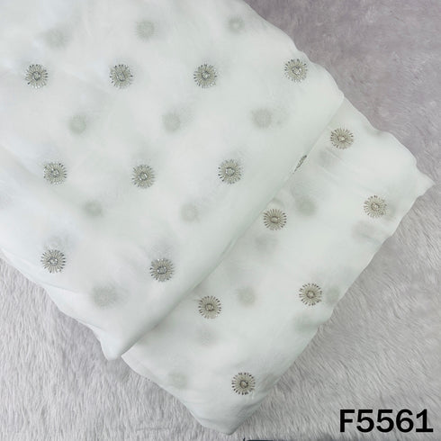 Dyeable Cut Dana Zari Work Organza Fabric - F5561