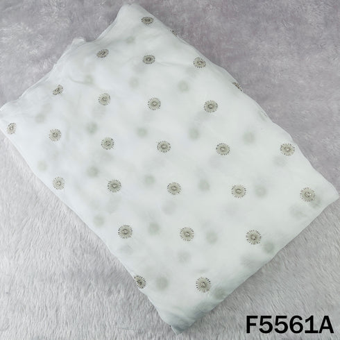 Dyeable Cut Dana Zari Work Organza Fabric - F5561