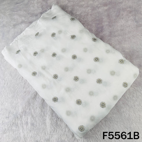 Dyeable Cut Dana Zari Work Organza Fabric - F5561