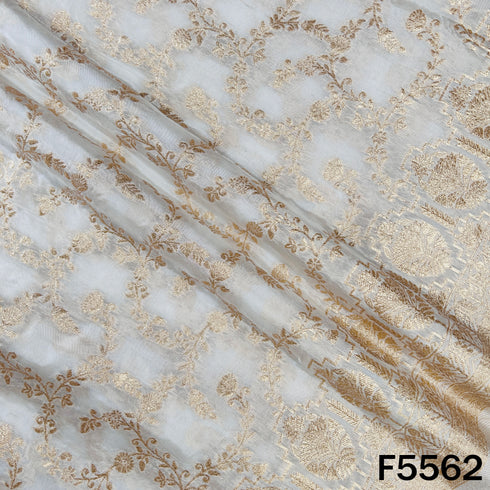 Dyeable Zari Work Shimmer Tissue Fabric - F5562