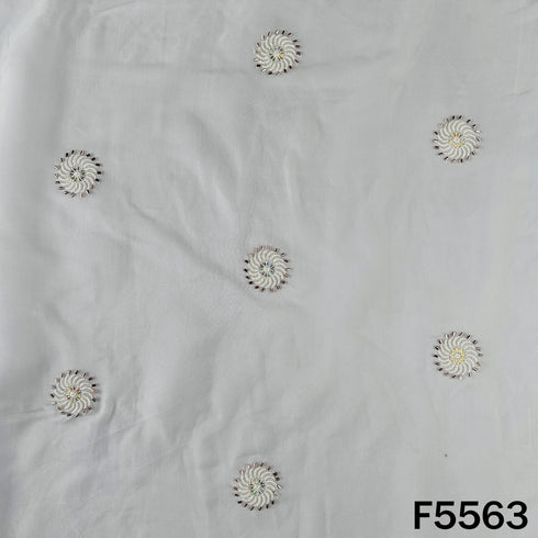 Dyeable Thread Sequins Work Organza Fabric - F5563