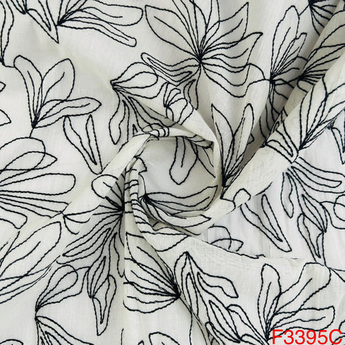 Thread Embroidered Cotton Fabric-F3395