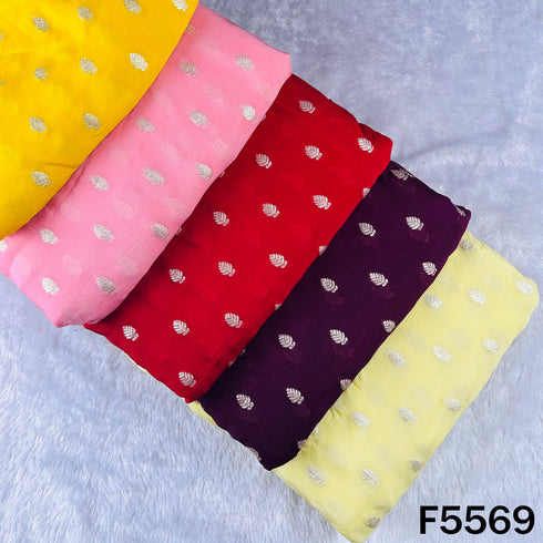 Zari Work Chinnon Chiffon Fabric - F5569