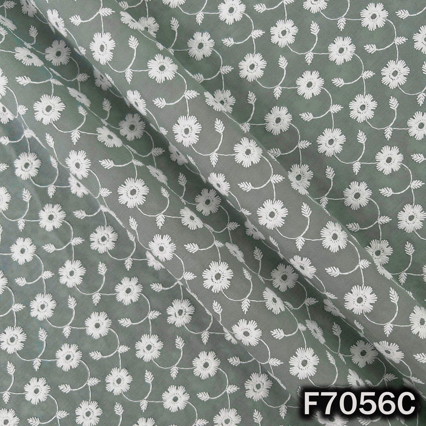 Thread Embroidered Cambric Cotton Fabric - F7056