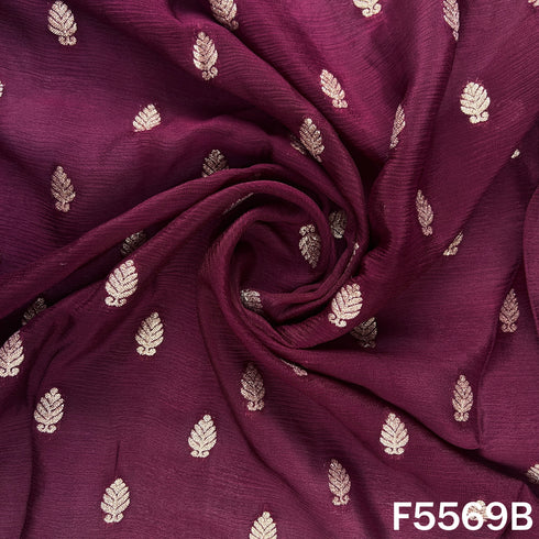 Zari Work Chinnon Chiffon Fabric - F5569