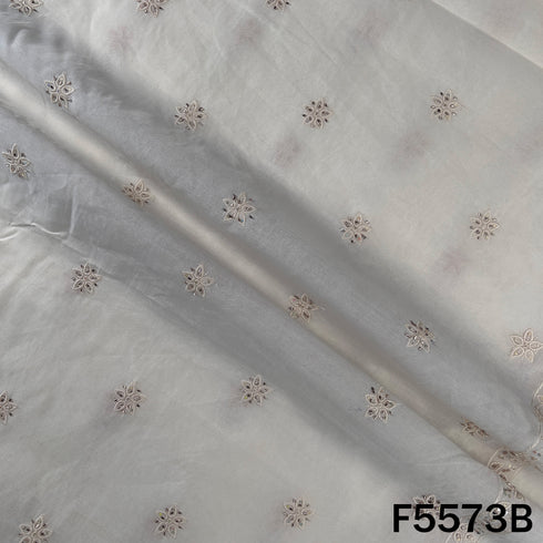Cut Dana Thread Embroidered Cotton Silk Fabric - F5573