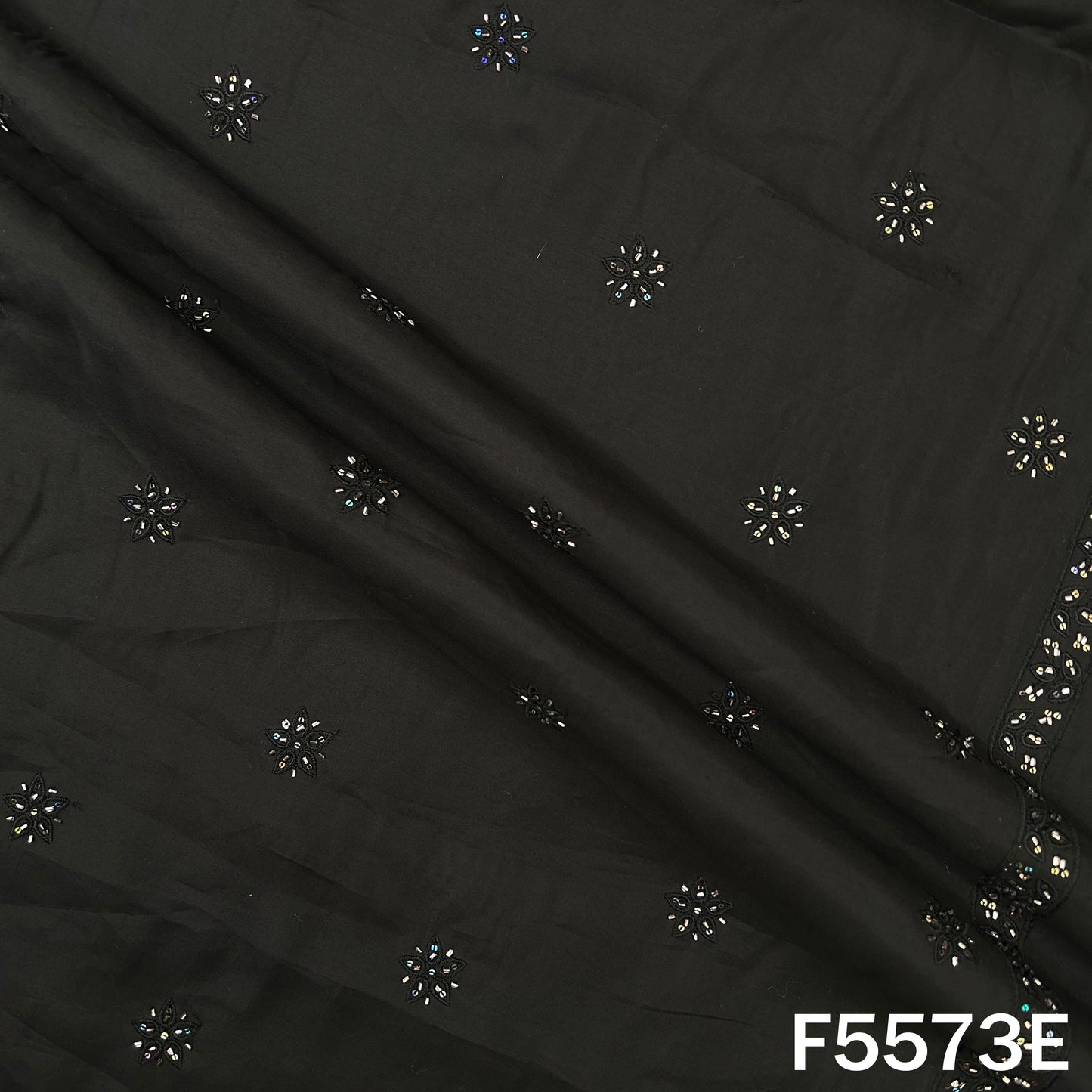 Cut Dana Thread Embroidered Cotton Silk Fabric - F5573