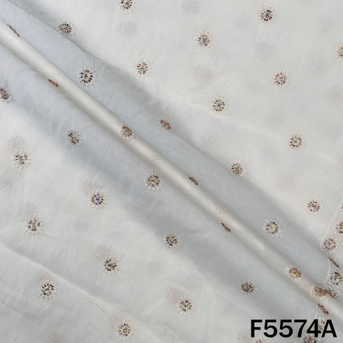 Cut Dana Thread Embroidered Cotton Silk Fabric - F5574