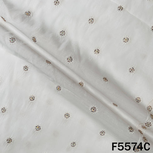 Cut Dana Thread Embroidered Cotton Silk Fabric - F5574