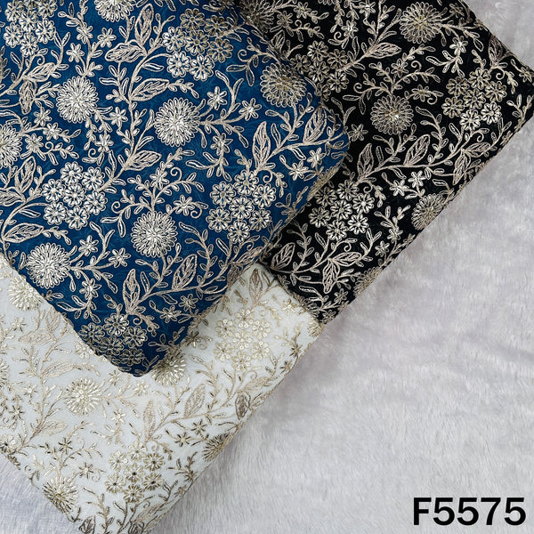 Zari Sequins Emberoidered Georgette Fabric - F5575