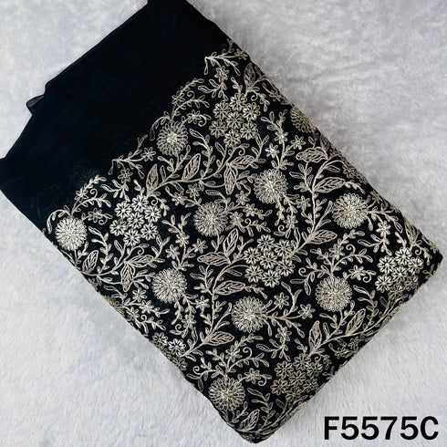 Zari Sequins Emberoidered Georgette Fabric - F5575