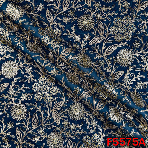Zari Sequins Emberoidered Georgette Fabric - F5575