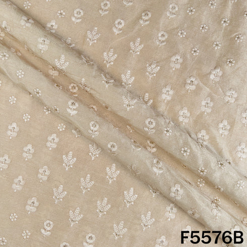 Thread Sequins Embroidered Dola Silk Fabric - F5576