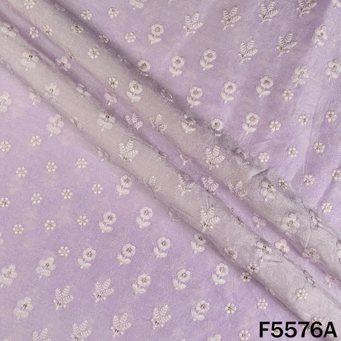 Thread Sequins Embroidered Dola Silk Fabric - F5576