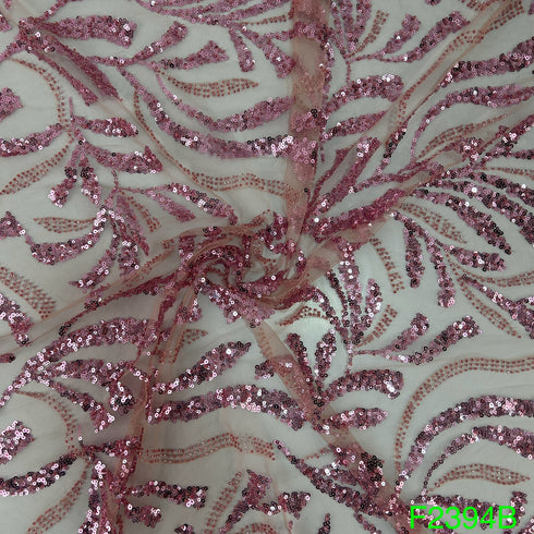 Sequins Cut Dana Work Embroidered Net fabric - F2394