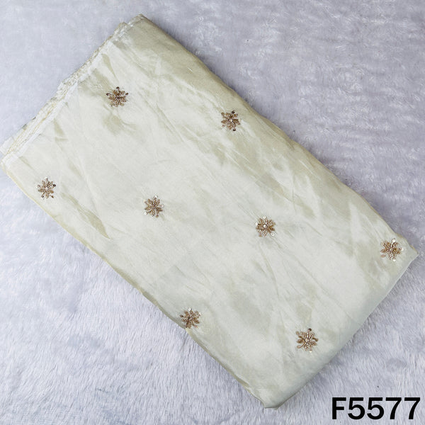 Dyeable Cut Dana Sequins Thread Work Shimmer Tissue Fabric - F5577