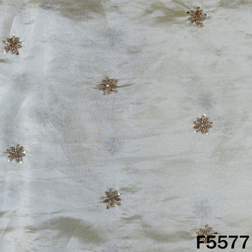 Dyeable Cut Dana Sequins Thread Work Shimmer Tissue Fabric - F5577