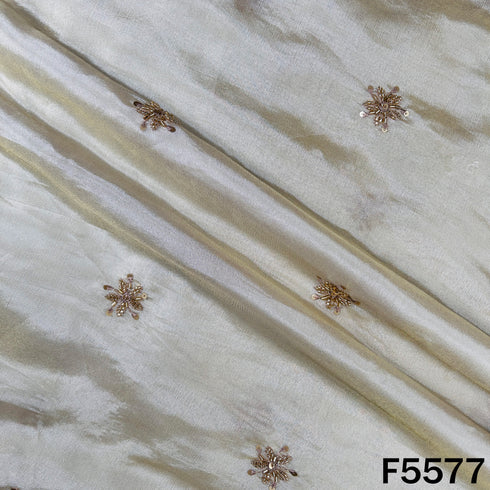 Dyeable Cut Dana Sequins Thread Work Shimmer Tissue Fabric - F5577