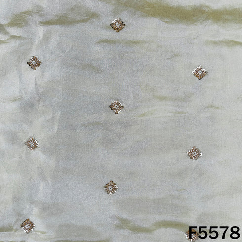 Dyeable Cut Dana Sequins Pearl Work Shimmer Tissue Fabric - F5578