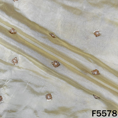 Dyeable Cut Dana Sequins Pearl Work Shimmer Tissue Fabric - F5578