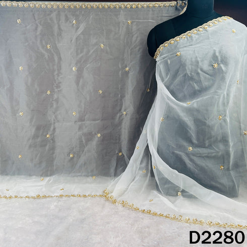 Dyeable Cut Dana Zari Sequins Work Organza Dupatta - D2280