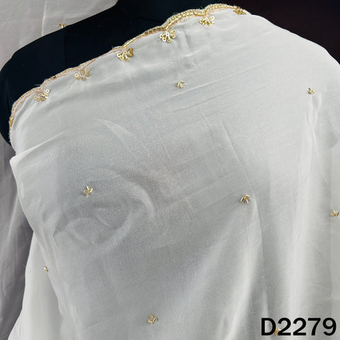 Dyeable Cut Dana Zari Sequins Work Organza Dupatta - D2279