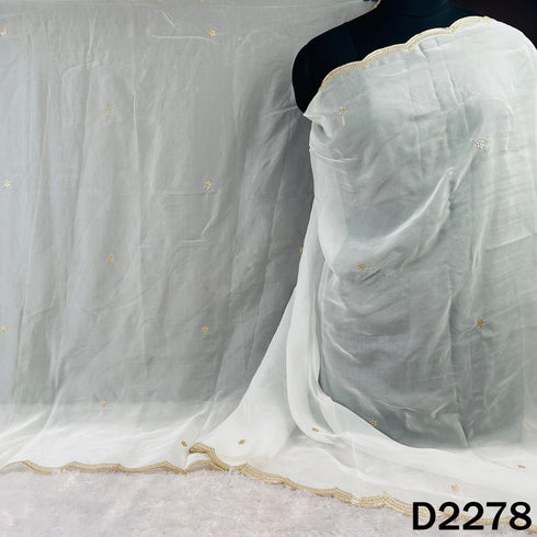 Dyeable Zari Sequins Work Organza Dupatta - D2278