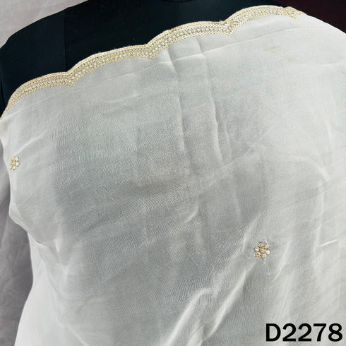 Dyeable Zari Sequins Work Organza Dupatta - D2278