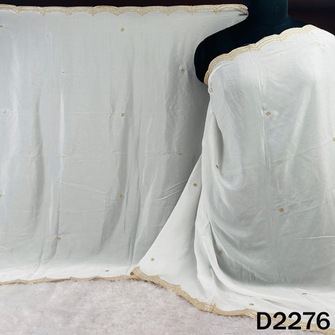 Dyeable Zari Sequins Work Chinnon Chiffon Dupatta - D2276