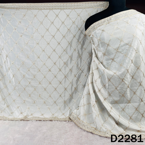 Dyeable Zari Sequins Embroidered Crepe Dupatta - D2281