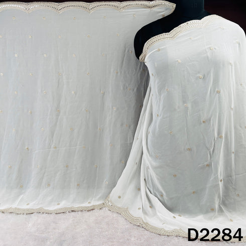 Dyeable Zari Sequins Work Georgette Dupatta - D2284