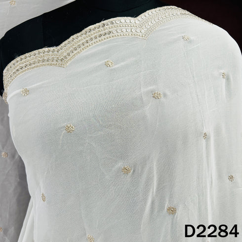 Dyeable Zari Sequins Work Georgette Dupatta - D2284