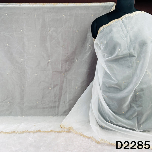 Dyeable Zari Sequins Work Organza Dupatta - D2285