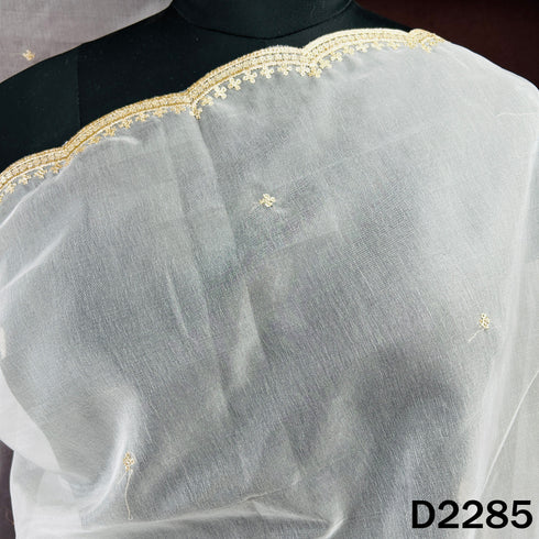 Dyeable Zari Sequins Work Organza Dupatta - D2285