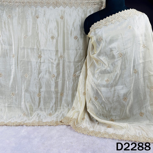 Dyeable Cut Dana Zari Sequins Work Shimmer Tissue Dupatta - D2288