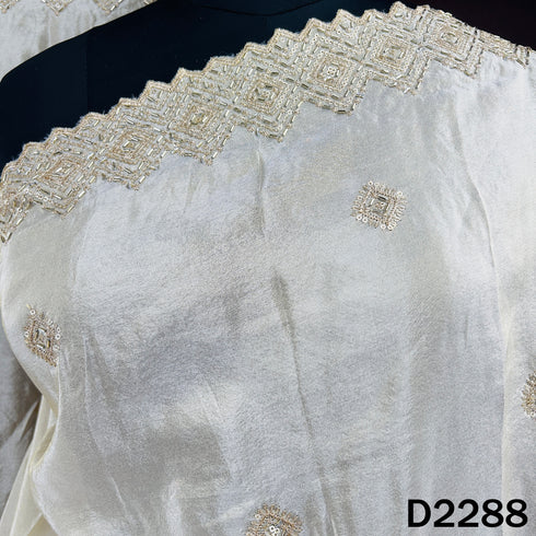 Dyeable Cut Dana Zari Sequins Work Shimmer Tissue Dupatta - D2288