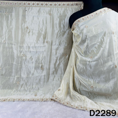 Dyeable Cut Dana Zari Sequins Work Shimmer Tissue Dupatta - D2289