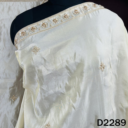Dyeable Cut Dana Zari Sequins Work Shimmer Tissue Dupatta - D2289