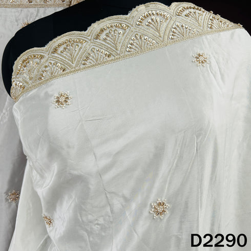 Dyeable Cut Dana Zari Sequins Work Crepe Dupatta - D2290