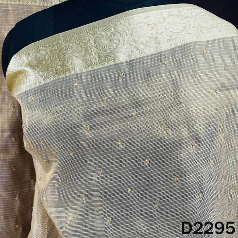 Dyeable Cut Dana Zari Work Kota Tissue Dupatta - D2295