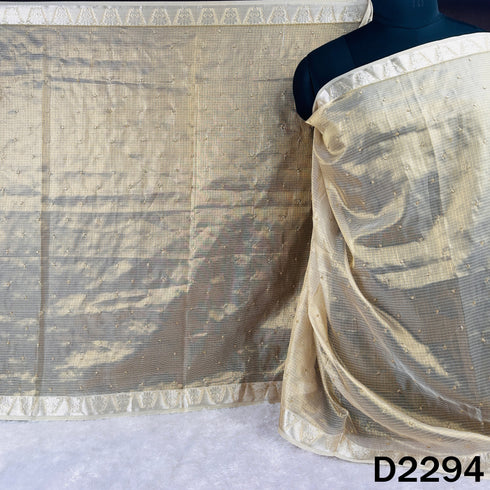 Dyeable Cut Dana Zari Work Kota Tissue Dupatta - D2294