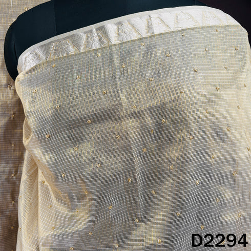 Dyeable Cut Dana Zari Work Kota Tissue Dupatta - D2294