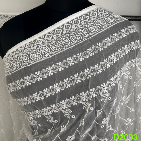 Dyeable Thread Sequins Embroidered Chiffon Dupatta-D2093