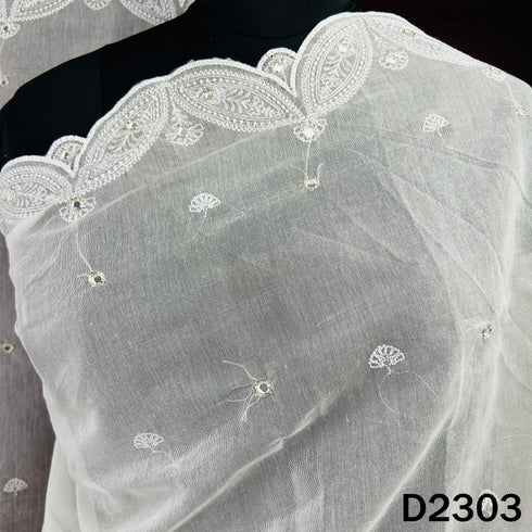 Dyeable Cut Dana Thread Faux Mirror Work Chanderi Silk Dupatta - D2303