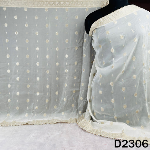 Dyeable Zari Work Organza Dupatta - D2306