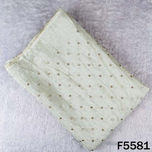 Dyeable Zari Sequins Work Crush Tissue Fabric - F5581