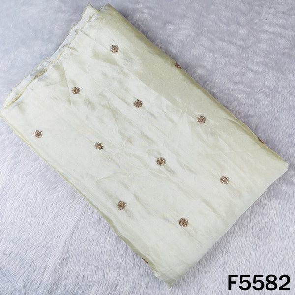 Dyeable Cut Dana Zari Sequins Work Shimmer Tissue Fabric - F5582