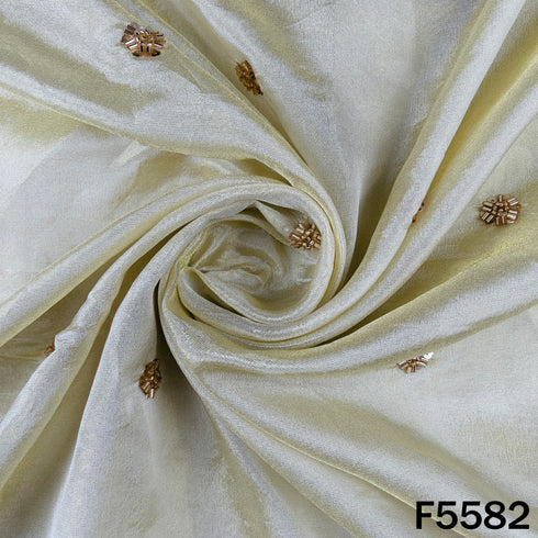 Dyeable Cut Dana Zari Sequins Work Shimmer Tissue Fabric - F5582