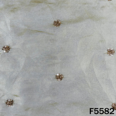Dyeable Cut Dana Zari Sequins Work Shimmer Tissue Fabric - F5582