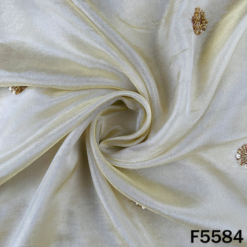 Dyeable Cut Dana Sequins Work Shimmer Tissue Fabric - F5584